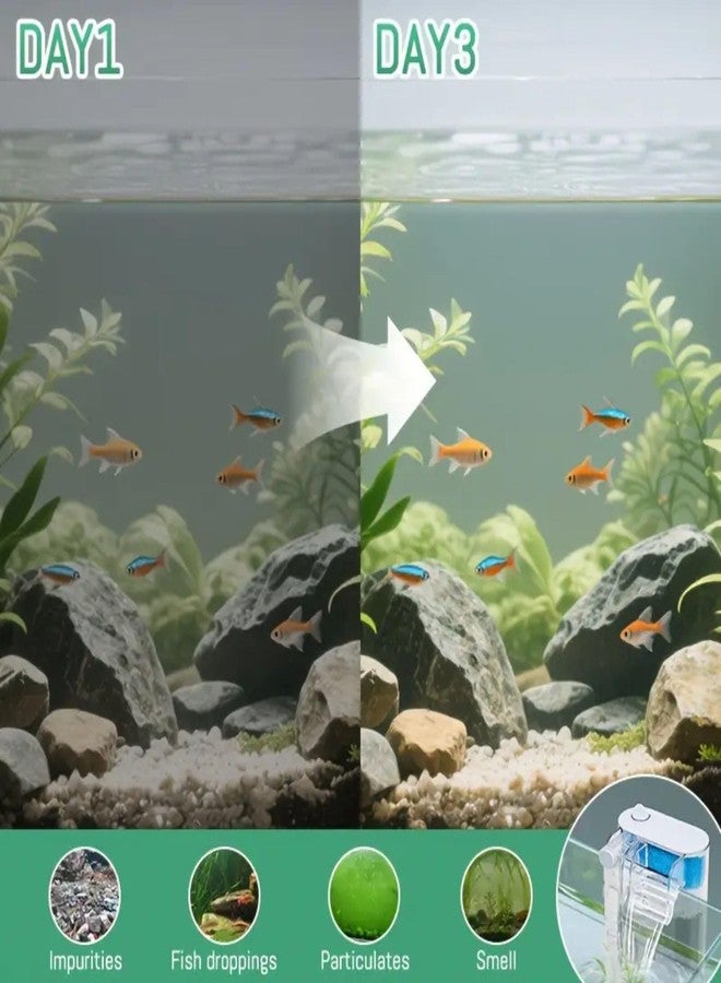 VAYINATO Nano Hang-On Back Filter for Nano Aquariums - Surface Skimmer, Multi-Layer Filtration, Flow Control - Quiet Compact Filter for Small Fish & Shrimp Tanks (Up to 40L) - Image 5